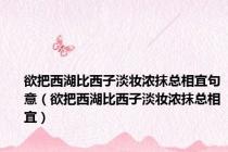 欲把西湖比西子淡妆浓抹总相宜句意（欲把西湖比西子淡妆浓抹总相宜）