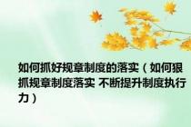 如何抓好规章制度的落实（如何狠抓规章制度落实 不断提升制度执行力）