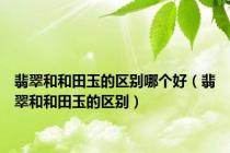 翡翠和和田玉的区别哪个好（翡翠和和田玉的区别）
