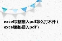 excel表格插入pdf怎么打不开（excel表格插入pdf）
