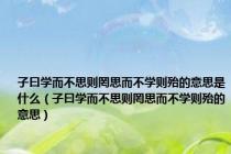 子曰学而不思则罔思而不学则殆的意思是什么（子曰学而不思则罔思而不学则殆的意思）