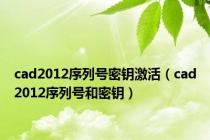 cad2012序列号密钥激活（cad2012序列号和密钥）