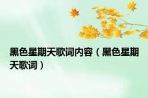 黑色星期天歌词内容（黑色星期天歌词）