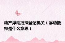 动产浮动抵押登记机关（浮动抵押是什么意思）