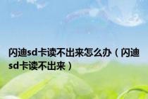 闪迪sd卡读不出来怎么办（闪迪sd卡读不出来）