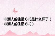 非洲人的生活方式是什么样子（非洲人的生活方式）