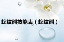 蛇纹熊技能表（蛇纹熊）