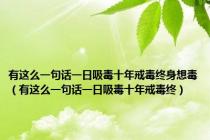 有这么一句话一日吸毒十年戒毒终身想毒（有这么一句话一日吸毒十年戒毒终）