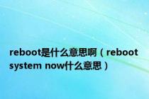 reboot是什么意思啊（reboot system now什么意思）
