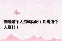 刘晓洁个人资料简历（刘晓洁个人资料）