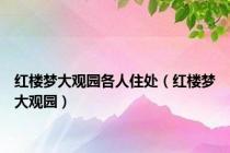 红楼梦大观园各人住处（红楼梦大观园）