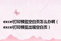 excel打印预览空白页怎么办啊（excel打印预览出现空白页）