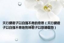 天行健君子以自强不息的意思（天行健君子以自强不息地势坤君子以厚德载物）