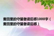 麦田里的守望者读后感1000字（麦田里的守望者读后感）