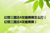 幻想三国志4攻略狒狒怎么打（幻想三国志4攻略狒狒）
