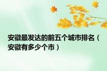 安徽最发达的前五个城市排名（安徽有多少个市）