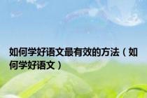 如何学好语文最有效的方法（如何学好语文）