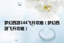 梦幻西游144飞升攻略（梦幻西游飞升攻略）