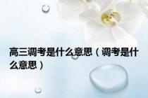 高三调考是什么意思（调考是什么意思）