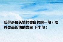 陪伴是最长情的告白的前一句（陪伴是最长情的告白 下半句）