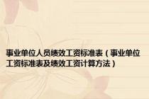 事业单位人员绩效工资标准表（事业单位工资标准表及绩效工资计算方法）