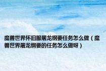 魔兽世界怀旧服屠龙纲要任务怎么做（魔兽世界屠龙纲要的任务怎么做呀）