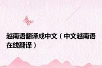 越南语翻译成中文（中文越南语在线翻译）