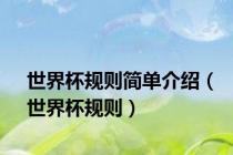 世界杯规则简单介绍（世界杯规则）