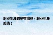 职业生涯路线有哪些（职业生涯路线）