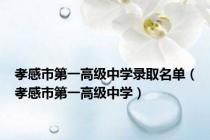 孝感市第一高级中学录取名单（孝感市第一高级中学）