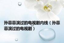 孙菲菲演过的电视剧内线（孙菲菲演过的电视剧）