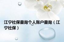 江宁社保查询个人账户查询（江宁社保）