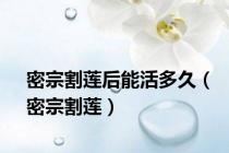 密宗割莲后能活多久（密宗割莲）