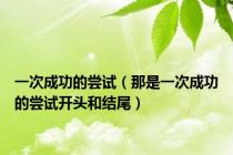 一次成功的尝试（那是一次成功的尝试开头和结尾）