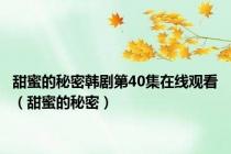 甜蜜的秘密韩剧第40集在线观看（甜蜜的秘密）