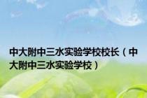 中大附中三水实验学校校长（中大附中三水实验学校）
