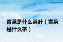 青茶是什么茶叶（青茶是什么茶）