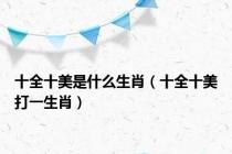 十全十美是什么生肖（十全十美打一生肖）