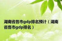 湖南省各市gdp排名预计（湖南省各市gdp排名）