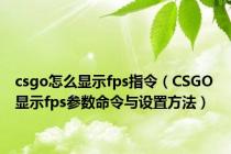 csgo怎么显示fps指令（CSGO 显示fps参数命令与设置方法）