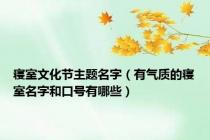 寝室文化节主题名字（有气质的寝室名字和口号有哪些）