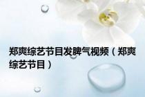 郑爽综艺节目发脾气视频（郑爽综艺节目）