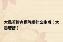 大愚若智有福气指什么生肖（大愚若智）