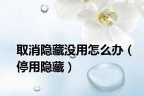 取消隐藏没用怎么办（停用隐藏）