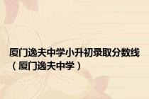 厦门逸夫中学小升初录取分数线（厦门逸夫中学）