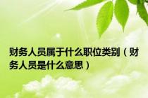 财务人员属于什么职位类别（财务人员是什么意思）