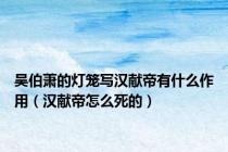 吴伯萧的灯笼写汉献帝有什么作用（汉献帝怎么死的）