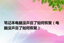 笔记本电脑没声音了如何恢复（电脑没声音了如何恢复）