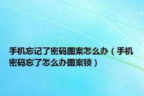 手机忘记了密码图案怎么办（手机密码忘了怎么办图案锁）