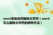 word里面如何删除分页符（word怎么删除分页符的两种方法）